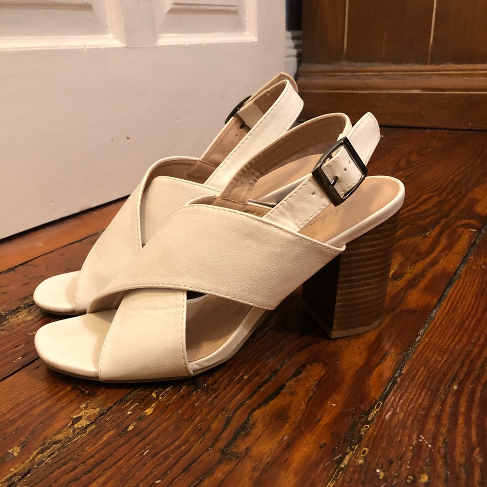 Park Lane white block heel sandals